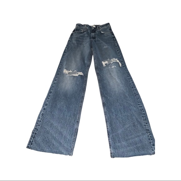 ZARA Women’s RIPPED WIDE LEG JEANS - 4 - Picture 2 of 10